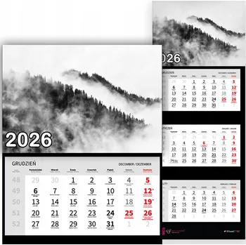 Kalendář Nástěnný Kalendář Trojdílný 2026 HMLA HORY Vrcholy Do Kanceláře Dárek Vzory