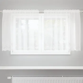 Čipkový Závěs se záclonami Květinový Bílá 80 x 150 cm Polyester