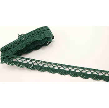Bavlněná paličkovaná krajka - tmavě zelená - šířka 1,5 cm