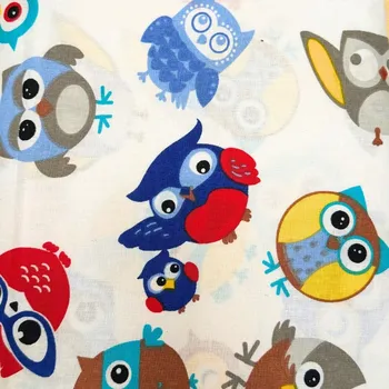 Rumitex Bavlněná látka, cena za 1 metr, šíře 160 cm, MIX BAREVNÝCH SOVIČEK