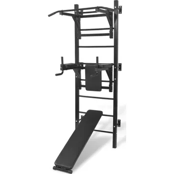 vidaXL Nástěnná posilovací věž multifunkční černá [91367]