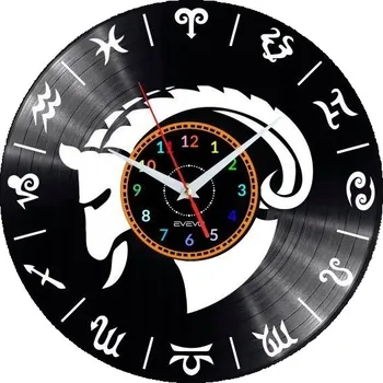 Hodiny ZNAMENÍ ZVĚROKRUHU KOZOROH NÁSTĚNNÉ HODINY DEKORATIVNÍ MODERNÍ VINYLOVÁ DESKA