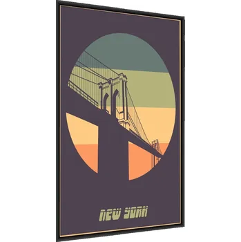 Obraz VINTAGE PLAKÁT S BROOKLYNSKÝM BRIDGE v rámu 60 x 80 cm
