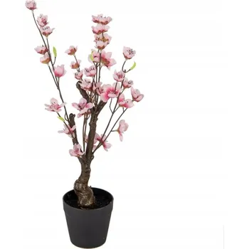 umělá květina Umělá rostlina malý růžový višňový květ v květináči - 48 cm