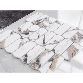 Obklad KERAMICKÁ MOZAIKA ŠESTIHRAN DLOUHÝ HEDVÁBNÝ VZHLED MARMORU