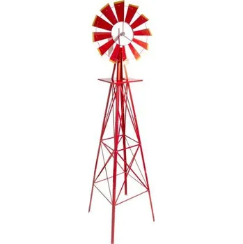 Zahradní dekorace Velký kovový větrník ve stylu amerických rančů červený, 245 cm