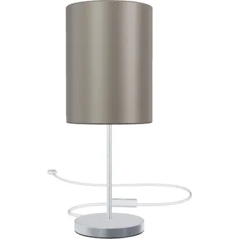 Lampička NYC/RON 15/20 stolní Monaco holubí šeď/stříbrné PVC/nikl 230V LED E27 15W