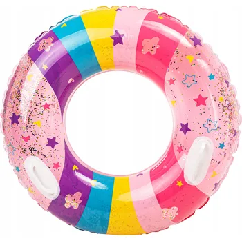 PLAVACÍ KRUH DO VODY MATRACE NAFUKOVACÍ VELKÝ PLÁŽOVÝ S BROKÁTEM 90CM S DRŽADLY