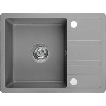 Laveo Stella, 1-komorový granitový dřez 580x440x163 mm s krátkým odkapávačem, šedá, LAV-SBY_513T