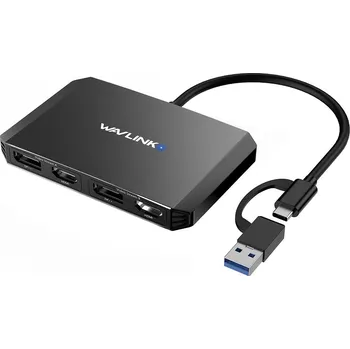 Datový kabel Wavlink Redukce WAVLINK - USB-C / USB-A na USB-C + USB-A 3.0 + 2x HDMI + 2x DisplayPort - Displaylink - šedá