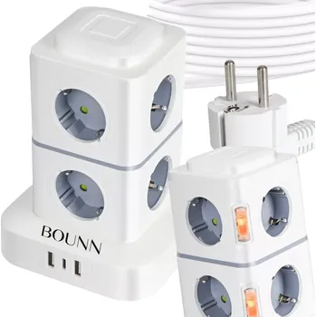 Prodlužovací kabel Přepěťová ochrana BOUNN 1,5 m, 11 zásuvek