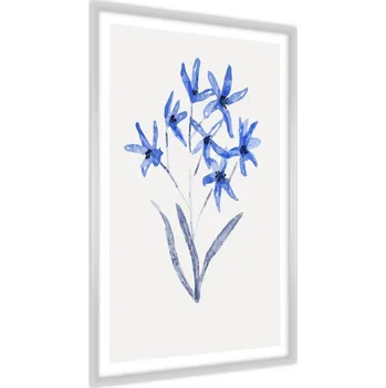 Obraz Plakát Modré KVĚTINY Akvarel Malba 30x40
