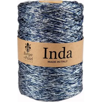 Příze Borgo de Pazzi Inda 13 Modrostříbrný melír (Špagátová příze Inda 13 Grigio blu melange)
