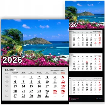 Obraz Nástěnný Kalendář Trojdílný 2026 VÝHLED NA RAJSKOU PLÁŽ Do Kanceláře Dárek Vz