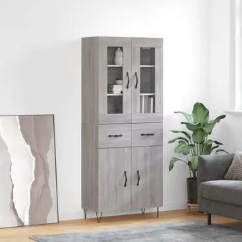 Příborník do zásuvky vidaXL Skříň highboard 69,5 x 34 x 180 cm kompozitní dřevo [3198562] Barva: šedá sonoma
