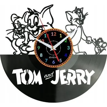 Hodiny TOM A JERRY NÁSTĚNNÉ HODINY DEKORATIVNÍ MODERNÍ VINYLOVÁ DESKA