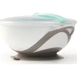 Uzaviratelná miska s přísavkou a lžičkou - mátová, šedá,