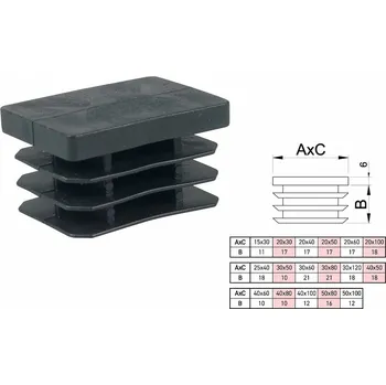 Nábytkové kování Ucpávka plastová černá 20x80mm