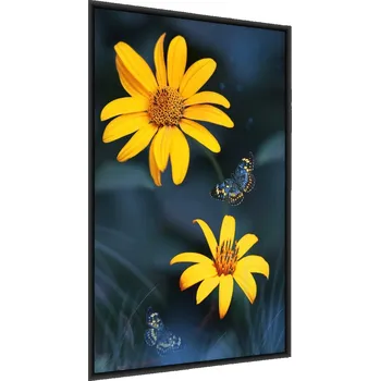 Obraz Plakát Žluté KVĚTY Motýli Příroda 3D Efekt 30x40