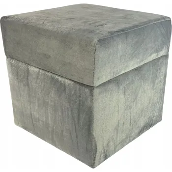 Taburet Taburet čtvercový otevírací velvet minky, barva světle šedá