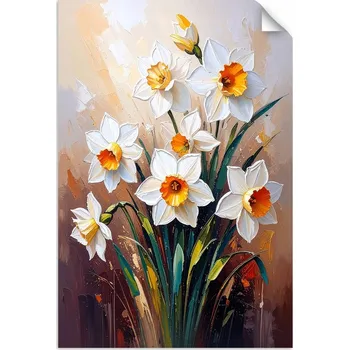Obraz Bílé Narcisy Květiny NÁLEPKA SAMOLEPICÍ do OBÝVÁKU KUCHYNĚ 20x30