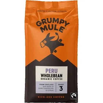 Káva Grumpy Mule BIO Peru SCA 84, zrnková, Arabica, 200g