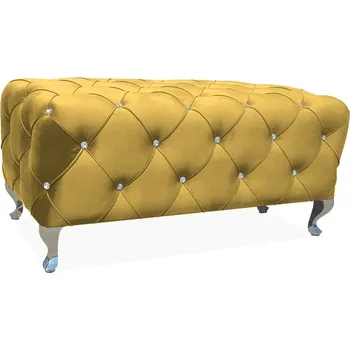 Taburet Casarredo Taburet BESTI VELVET žlutá curry/stříbrná