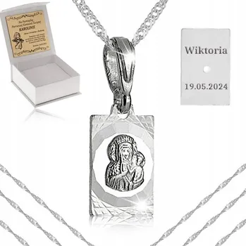 Náhrdelník STŘÍBRNÝ NÁHRDELNÍK K PRVNÍMU SVATÉMU PŘIJÍMÁNÍ ŘETÍZEK MEDAILON 925 PRO DÍVKU + GRAVÍROVÁNÍ