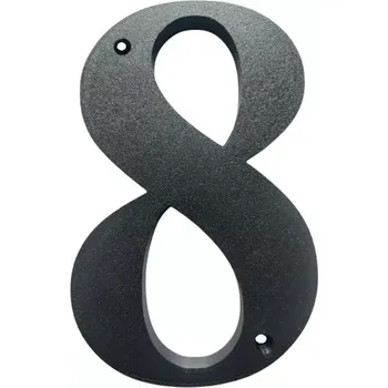 Domovní cedule Domovní číslo popisné 8 na zeď, vrata, sloupky s dírami pro vruty barva černá, výška 170 mm (Domovní číslo 8 černé s dírami)