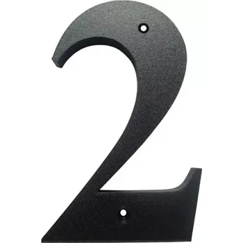 Domovní cedule Domovní číslo popisné 2 na zeď, vrata, sloupky s dírami pro vruty barva černá, výška 170 mm (Domovní číslo 2 černé s dírami)