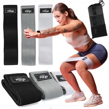 3x Látkové Odporové Gumy na Cvičení pro Zadek Stehna Sada Hip Band