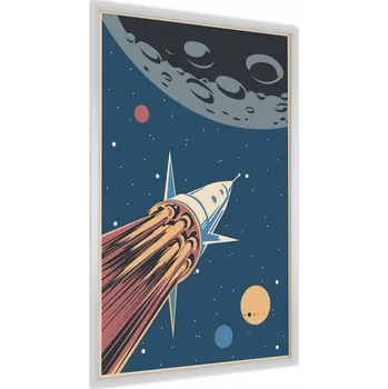 Obraz Plakát Kreslená raketa PLANETY Retro styl 50x70