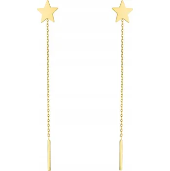 Náušnice ZLATÉ VISACÍ NÁUŠNICE PROVLÉKACÍ 585 Hvězdičky