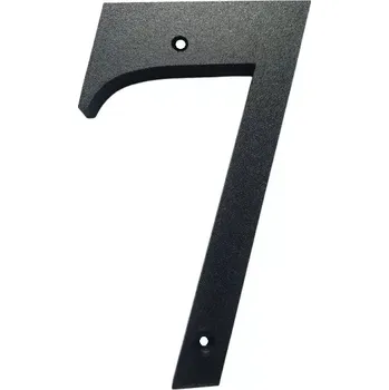 Domovní cedule Domovní číslo popisné 7 na zeď, vrata, sloupky s dírami pro vruty barva černá, výška 170 mm (Domovní číslo 7 černé s dírami)