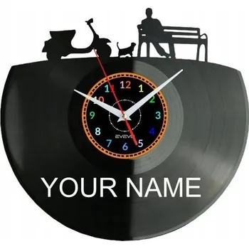 IP kamera Vespa Hodiny na Zeď s Vaším Jménem - Vinylová Deska, Moderní Dekorace