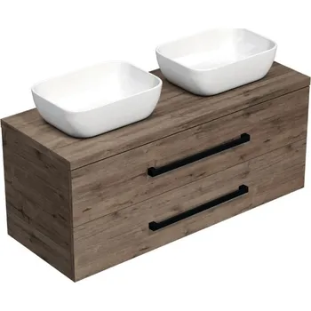 Ložnice Swiss aqua technologies Koupelnová skříňka s černou úchytkou a krycí deskou SAT Cube Way 120x47,5x46 cm dub Wellington mat CUBE46C1203DW45