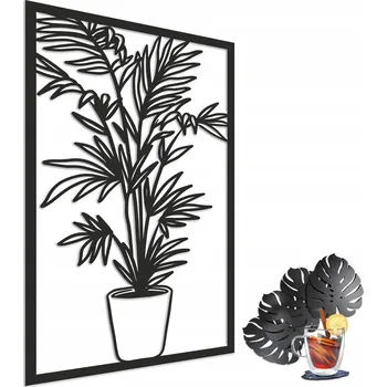 Obraz Dekorativní nástěnný panel HDF deska černá Ažurový obraz Květ Palma 58x98