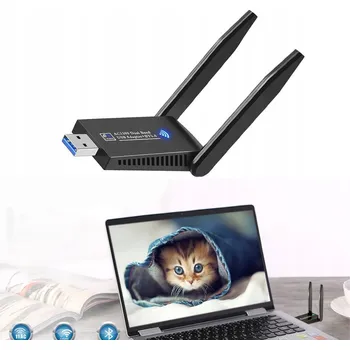 ADAPTÉR SÍŤOVÉ KARTY WiFi Wi-Fi NA USB S ANTÉNAMI 1300 Mb/s 5 GHz