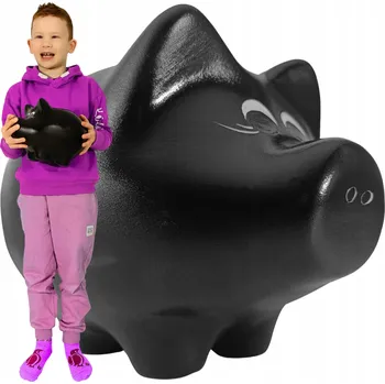 Pokladnička Pokladnička ČERNÁ prasátko velké XL keramická k rozbití prostorná jako dárek