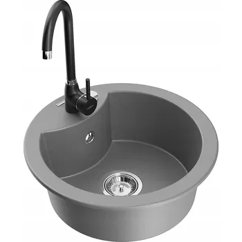 Granitový dřez Jednokomorový granitový dřez Mexen Diego, šedý