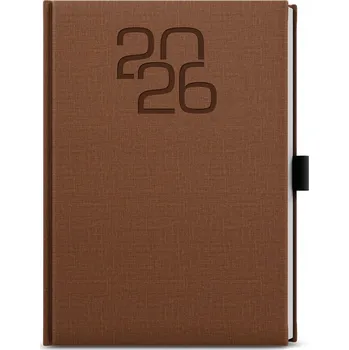 Diář Baloušek Tisk - Oskar - Fabric - týdenní diář 2026, hnědý, A5