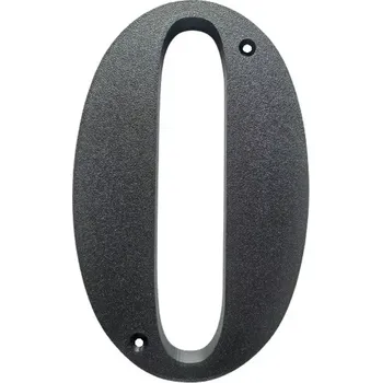Domovní cedule Domovní číslo popisné 0 na zeď, vrata, sloupky s dírami pro vruty barva černá, výška 170 mm (Domovní číslo 0 černé s dírami)
