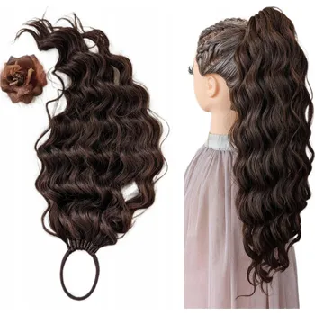 Paruka Příčesek dámské dlouhé syntetické vlasy hnědá