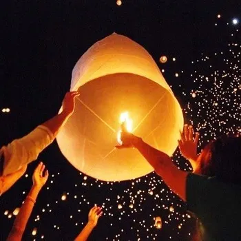 Party dekorace Lampiony létající štěstí - Lampion přání čínský - 1 ks, Modrý