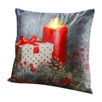 Povlak na dekorativní polštářek Dekorační povlak na polštář 40 x 40 cm VÁNOČNÍ S LED SVĚTÝLKY Vánoce