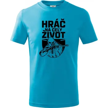 Pánská móda Hráč na celý život, černý tisk - Dětské tričko Basic - 158 cm/12 let