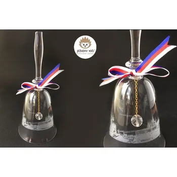 Domovní zvonek SUVENÝR - SKLENĚNÝ ZVONEK S MOTIVEM - CZECH REPUBLIC