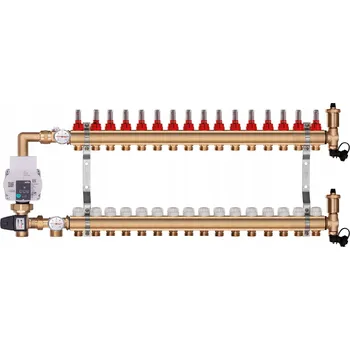 rozdělovač topení Mosazný rozdělovač pro podlahové topení 16 okruhů s ČERPACÍ SKUPINOU WILO