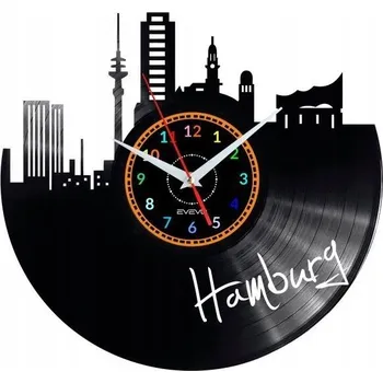 Hodiny HAMBURG NÁSTĚNNÉ HODINY DEKORATIVNÍ MODERNÍ VINYLOVÁ DESKA VINYL JAKO DÁREK