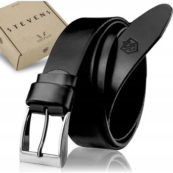 Opasek PÁNSKÝ KOŽENÝ OPASEK STEVENS ČERNÝ LÍCOVÝ ŘEZANÝ PEVNÝ X3 Q1